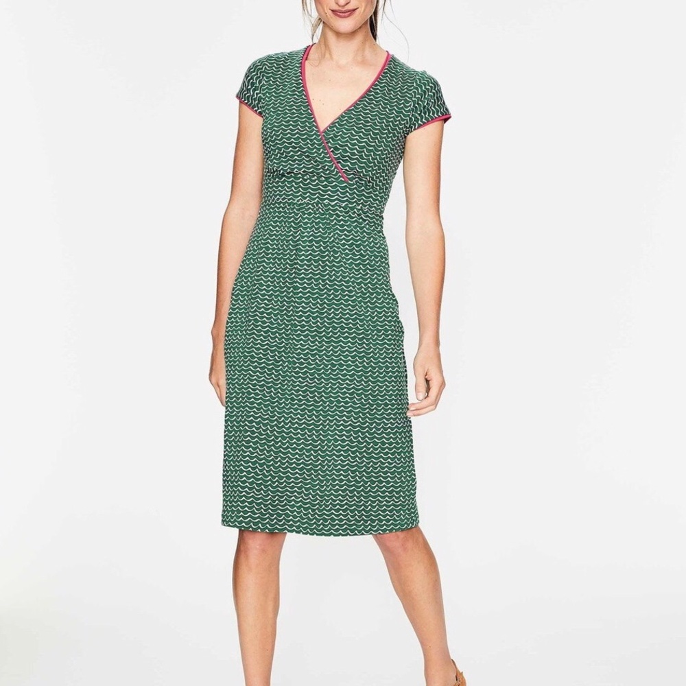 Boden Wrap Front Wavy Striped Dress